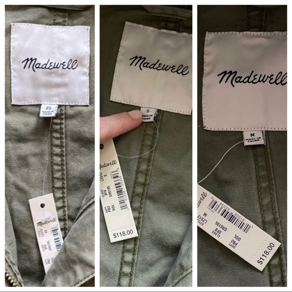Madewell Green Utility Safari Jacket Sz XS - Picture 7 of 12